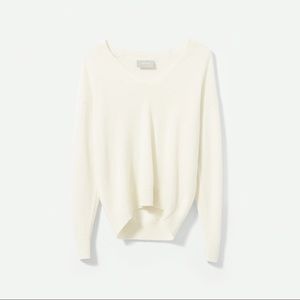 Everlane Ivory Cashmere Oversized V-Neck SzM